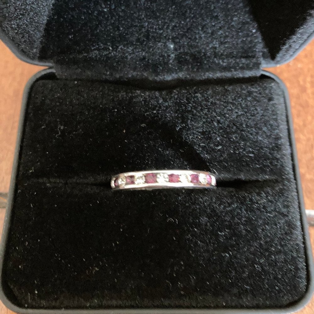 Amethyst, Cubic Zirconia Silver Eternity Ring Size 6